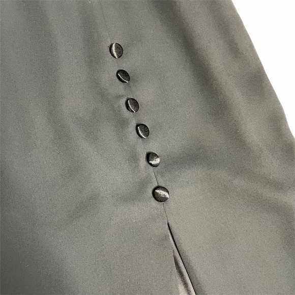 Sarah B Studio Long Black Dress Skirt Button Detail w/ Slit 10P NWT - Picture 2 of 8